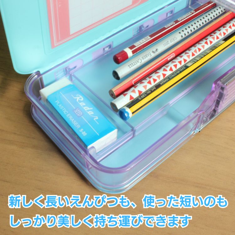 鉛筆ホルダーは6本で、表裏で最大13本収納できますから、赤鉛筆や青鉛筆も余裕で入ります。